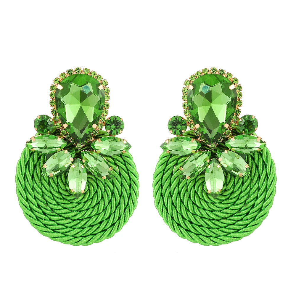 Ztech New Green Series Set Earrings Designer Jewelry Crystal Tassel Za Accessories Handmake Statement Bijoux Pendientes Brincos
