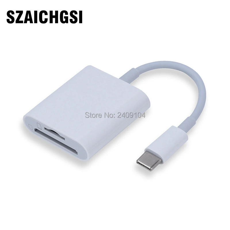 

10pcs/lot USB-C TF SD Card Reader Digital Camera Kit Accessories Needn't APP 2 in 1 OTG Type-C Adapter For Xiaomi Macbook Pro