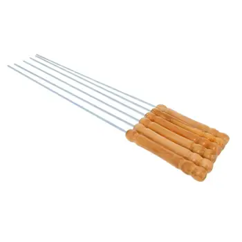 

New 6pcs/12pcs Per Box Twist Barbecue Needle Barbecue String Barbecue Skewers Wood Handle Outdoor Camping BBQ Barbecue Tool 1Box