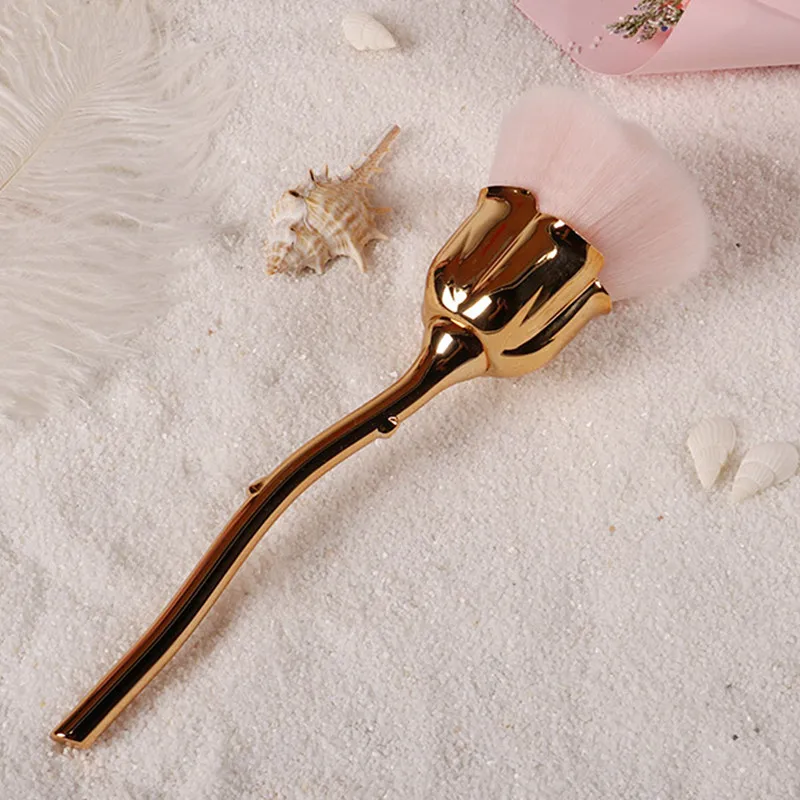 Rose Nail Powder Remover Cleaning Brush Rose Shape Professional Nail Art Dust Brush Nail Duster Cleaner Manicure Pedicure Tools