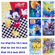 Чехол-книжка с подставкой для Apple iPad Pro 10," iPad Air 3 iPad 10,2 чехол с рисунком Микки, покемона, миньонов, губки боба