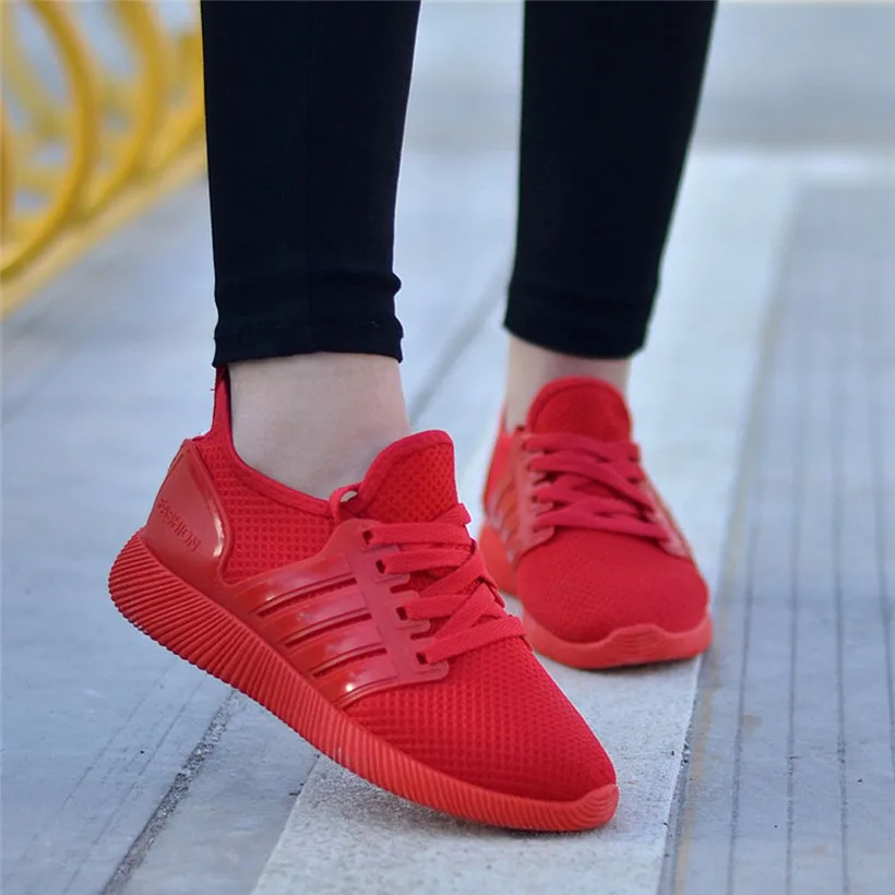 Red Running Shoes For Women Lace-up Woman Sneakers Breathable Cheap Women Sport Shoes New High Quality Light Women's Shoes Black