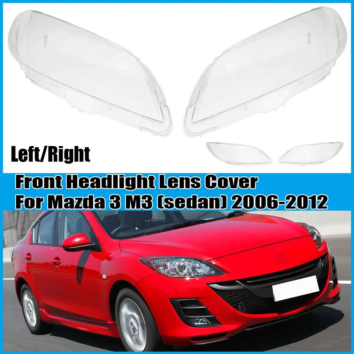 Car Headlight Lampshade Fit For Mazda 3 2006-2012 Color : Clear Car headlight protective shell 1 Pair Car Left & Amp; Right Front Headlight Cover Waterproof Clear Headlight Lens Shell Cover 