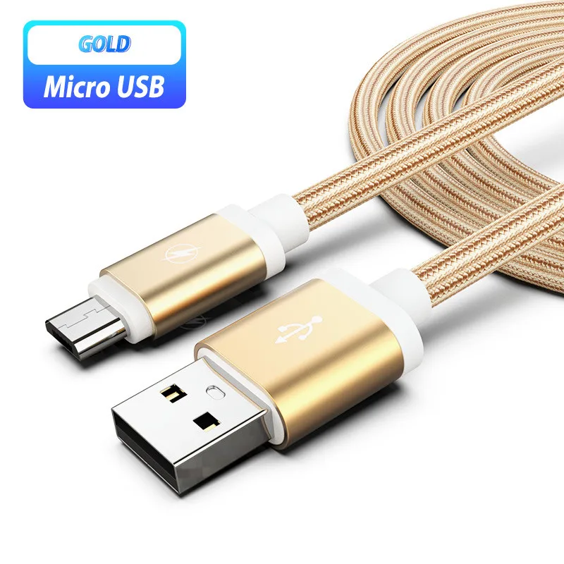 1,5 m 2m 3M USB кабель с микро USB зарядный кабель Micro-USB кабель длиной зарядное устройство для Android шнур для Xiaomi Redmi Note 6 5 pro samsung J5 J7 A10 - Цвет: Gold Micro usb