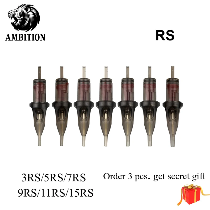 

Ambition Original Professional Disposable Tattoo Cartridge Needle Round Shader 10Pcs 3RS/5RS/7RS/9RS/11RS/14RS