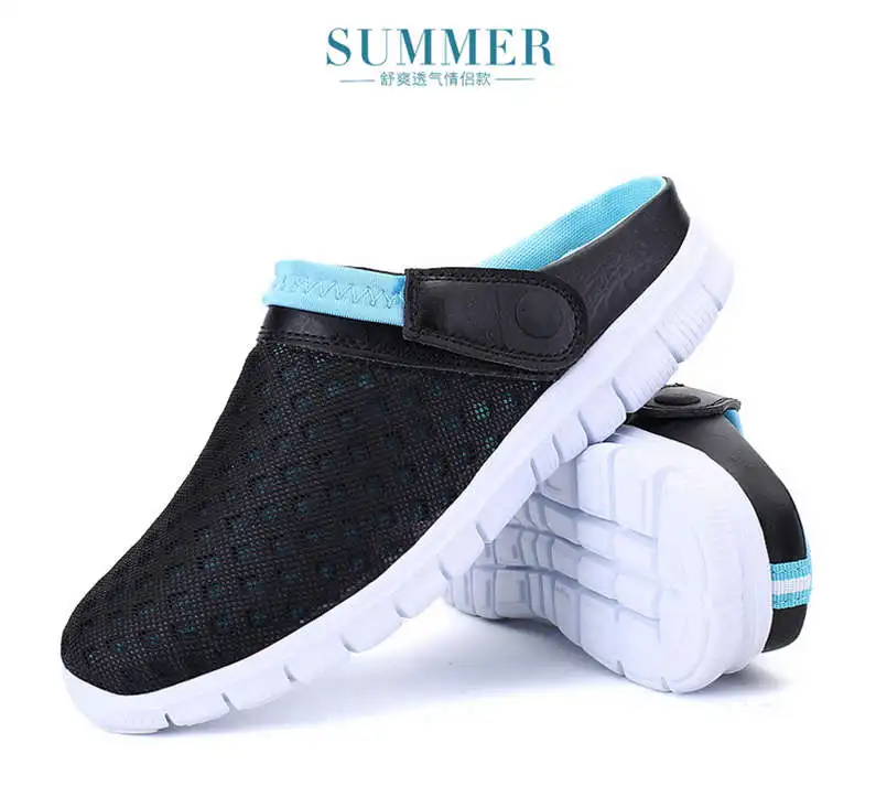 Comfort Men Shoes Casual Big Size Men's Home Slippers Fashion Mesh Soft Summer Sandals Crock Fishing Quick-drying Man Slipper B1