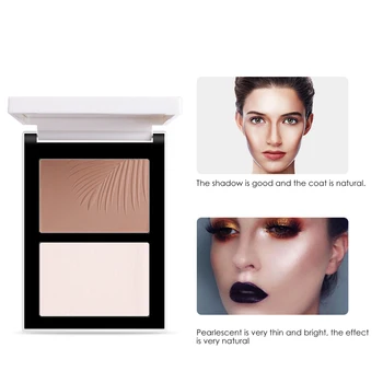 

FOCALLURE Face Highlight & Contour Powder Palette - 2 Colors Makeup 2020 New Highlighting Face blush makeup silky powder natural