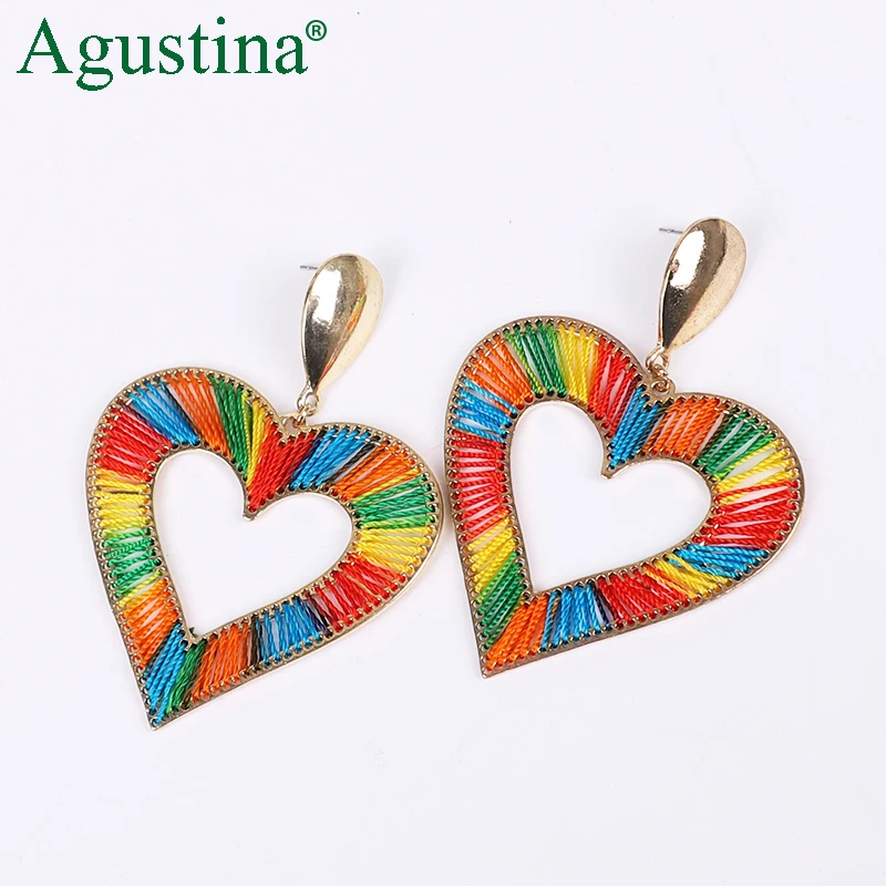 

2020 Bohemian Heart Earrings For Women Fashion Jewelry Drop Earrings Wedding Punk Earrings Pendientes Earings Minimalist Rainbow