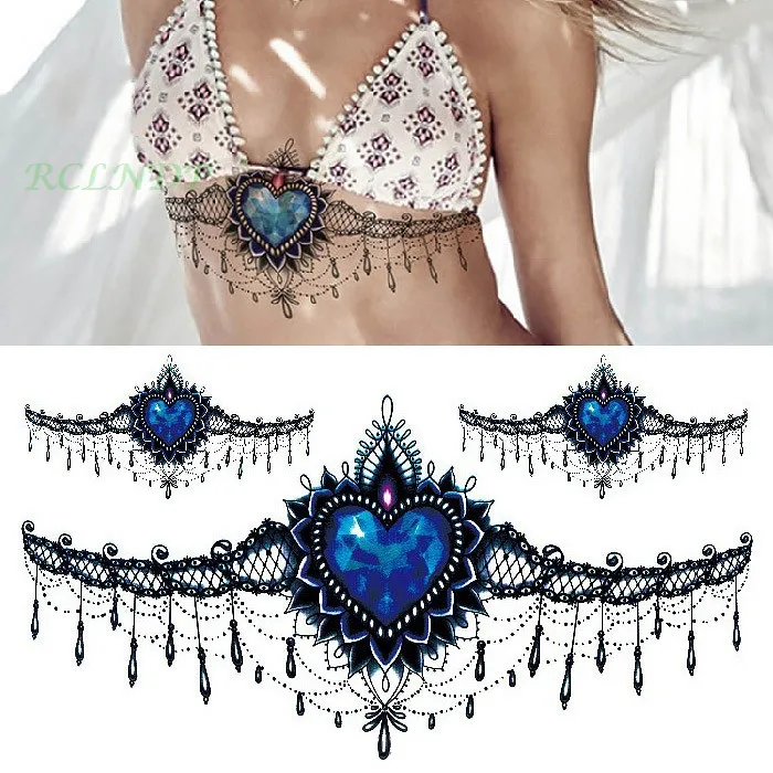 Waterproof Temporary Tattoo Sticker butterfly flower bird sexy Fake Tatoo Breast Chest Back Belly Flash Tatto For Women Girl - Цвет: Бордовый