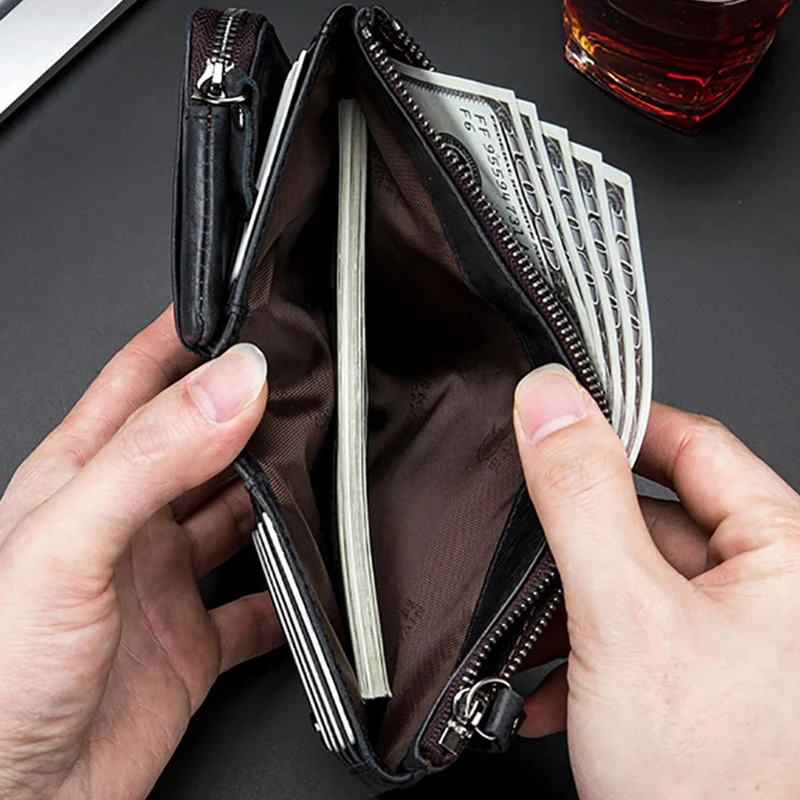 ABZC-Bullcaptain Genuine Leather Men'S Wallet Short Coin Purse Wallet Short Wallets Men Bags