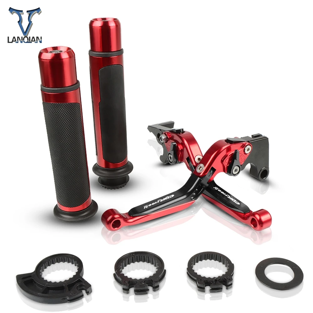 

Motorcycle Accessories CNC Adjustable Brake Clutch Levers And Handle Grips With LOGO For Honda CBR1100XX 1997 1998 1999-2007