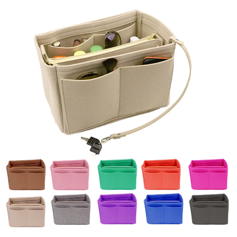 100% Felt Bag Organizer Insert Make Up Bag Cosmetic Cases travel organizer Makeup Case Travel Toiletry Kit Handbags Organizer