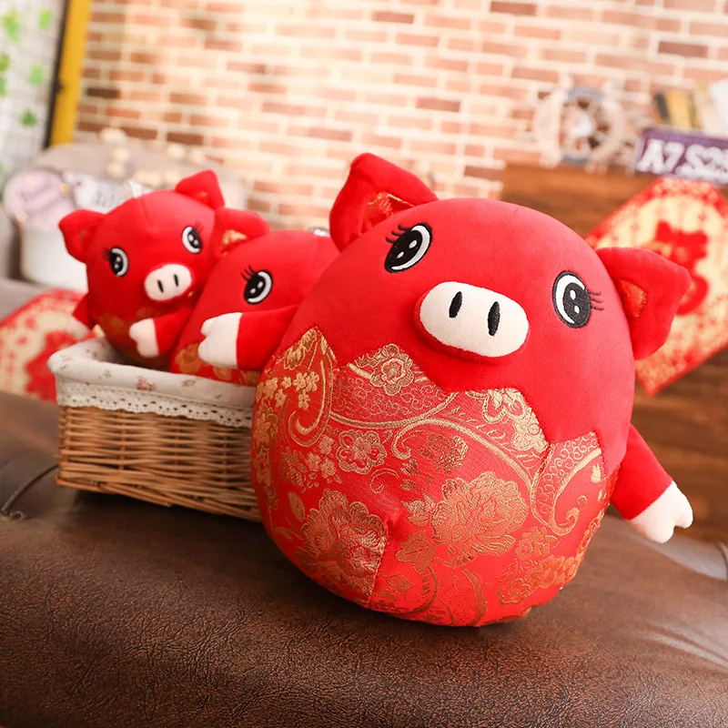 

2019 Pig Mascot tang zhuang zhu Doll New Year Will Chinese Zodiac Pillow Plush Toys New Year's Day Gift