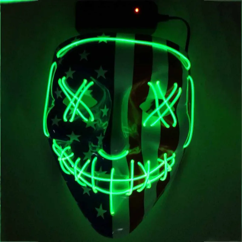 Halloween LED Light Up Party Masks The Purge Election Year Great Funny Flag Masks Festival Cosplay Costume Supplies Glow In Dark