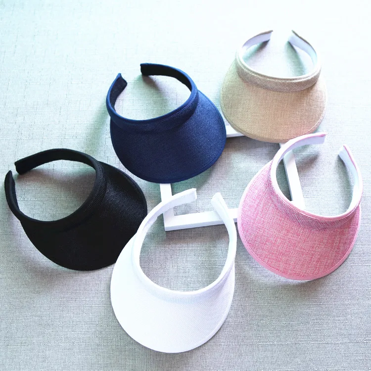 Summer Breathable Straw Sun Hats Topless Empty Sun Visor Cap Ladies Adjustable Nature Straw Topless Beach Trip Cap sun hat sun protection hat empty top hat