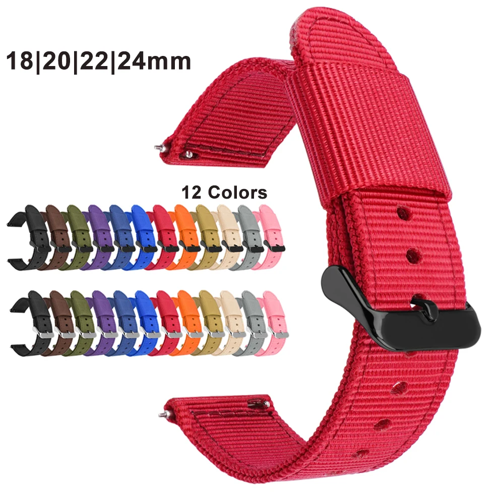 Canvas Strap for Samsung Galaxy Watch 4 Red Stripe