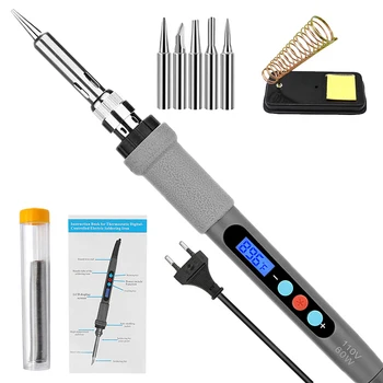 

New 220V 60W/90W LCD Electric digital soldering iron temperature adjustable welding soldering tips tools accessories