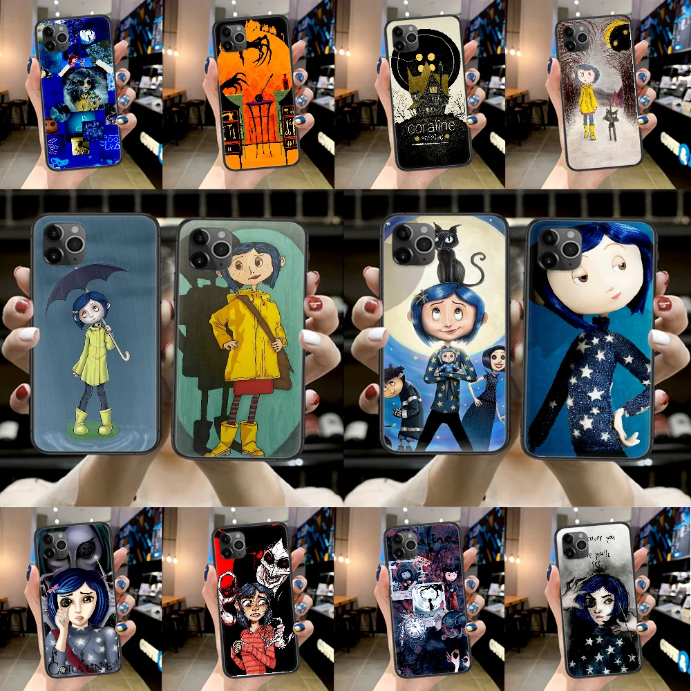 Чехол Coraline &amp the Secret Door для телефона Iphone 4 4s 5 5S SE 5C 6 6S 7 8 Plus X XS XR 11 12 Mini Pro Max 2020 black Hoesjes |