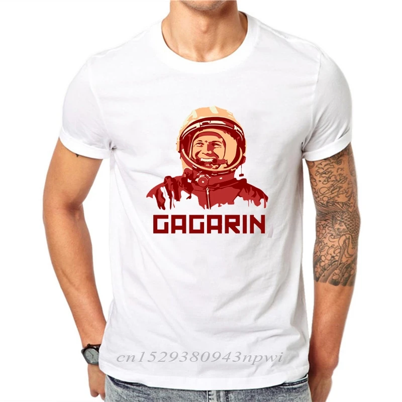 Hipster Гагарин CCCP СССР Советский Союз печатных футболка для мужчин белая рубашка с