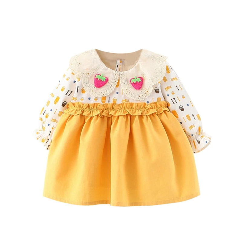 Осеннее платье для малышей; повседневные платья принцессы с длинными рукавами и оборками для маленьких девочек; Новое поступление