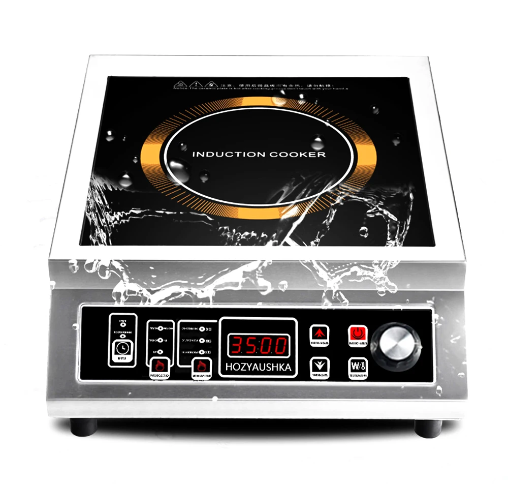 Induction cooker 3500W consumer and commercial high-power all stainless steel flat button knob stir fry