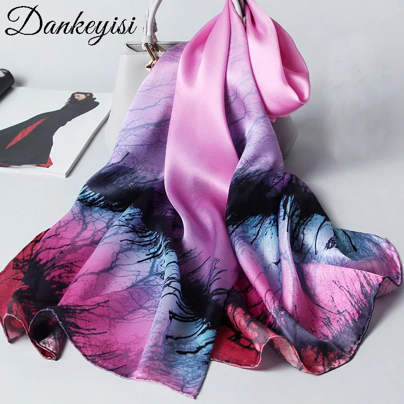 

DANKEYISI Pure Silk Scarf Women Scarf Real Silk Long Spring Autumn Scarves Ladies Brand Silk Neck Scarf Female Shawl Foulard
