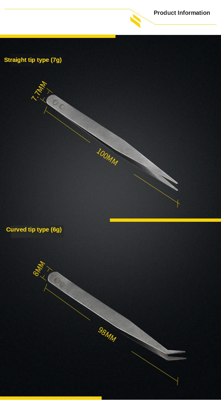 1PCS Stainless Steel Sharp Tweezers Maintenance Tools Industrial Precision Curved Straight Tweezers Phone Computer Repair Tools