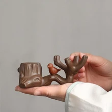 Фиолетовый Глиняный чай, украшения для домашних животных, пень, Крышка чайника, поддержка кунг-фу, аксессуары для чая, ситечки для чайной церемонии