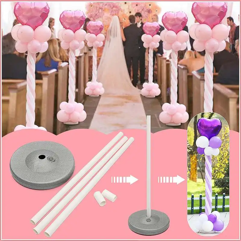 1 Set PVC Balloon Column Stand Kits Arch Stand with Frame Base and Pole