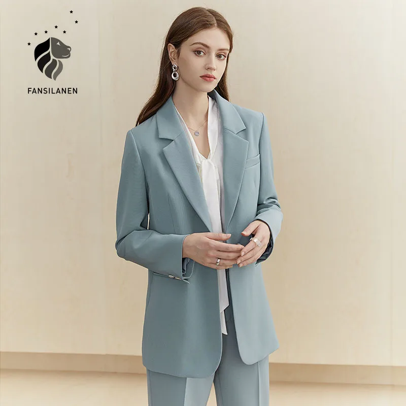 FANSILANEN Multicolour autumn winter casual blazer Women office lady black jacket blazer oversize Female purple blazer coat 2020