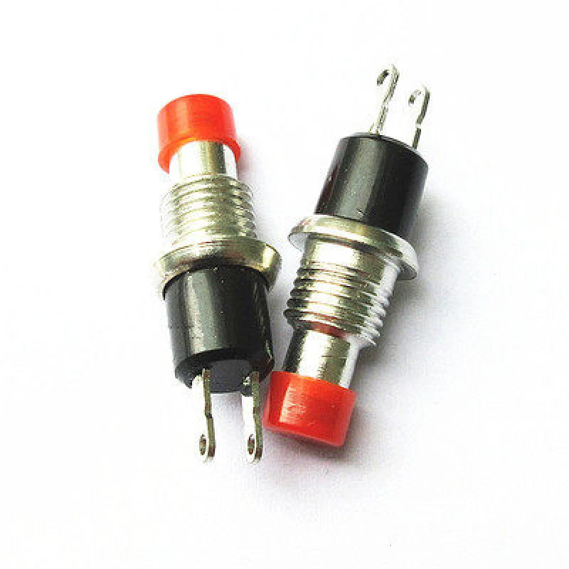 5pcs PBS-110  7mm Thread Multicolor 2 Pins Momentary Push Button Switch Non Lock Reset Switch red yellow green blue black white