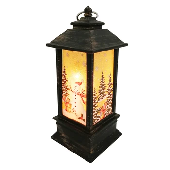 

Christmas Lights Lantern with Holder LED Light Hanging Cages Flame Lamp Props Elk Santa Claus Party Home Decoration Wholesale