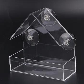 

Glass Hanging Sucker Window Parrot Bird Feeders Transparent Seed Peanut Storage Feed House Little Pet Supplies