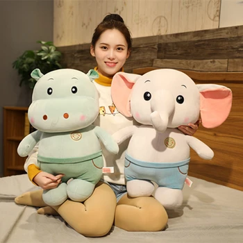 

Soft Smile Elephant Hippo Plush Toy Cute Stuffed Cartoon Animal Hippopotamus Doll Baby Accompany Toy Nap Pillow Lovely Gift