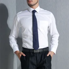 Деловые мужские дышащие рубашки с длинным рукавом, против морщин, с отложным воротником, Camisa, однобортная, с принтом, для работы, удобная ткань