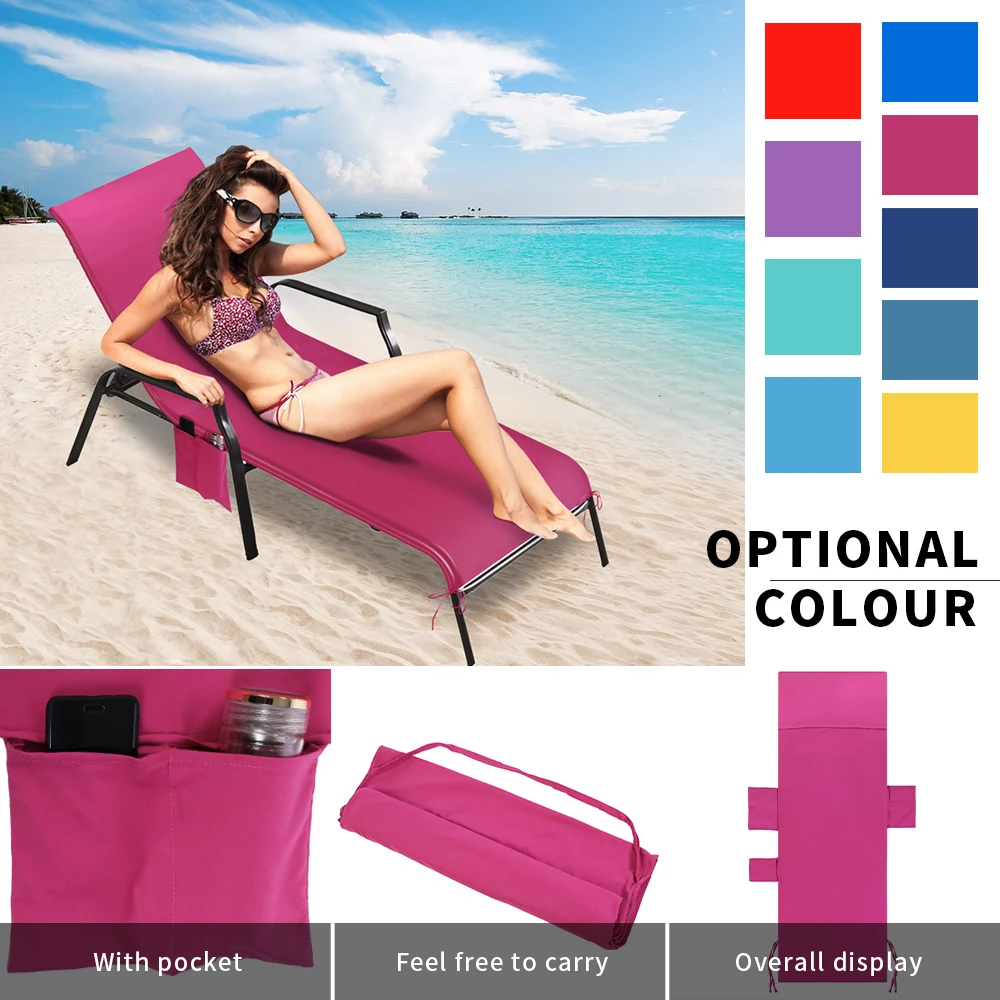 Beach Lounger Chair Cover Towel Sunbath Chairs Absorbent Mat Carry With Pockets