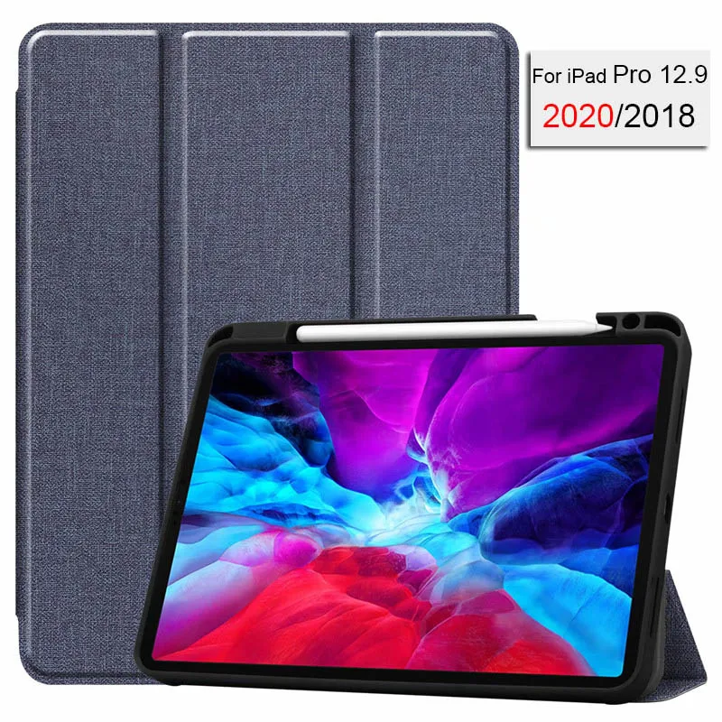 Case for 2020 iPad Pro 11 12.9 Inch 2nd/4th Generation Oxford Cloth Back Fold Stand Auto Sleep/Wake up Smart Cover | Компьютеры и офис