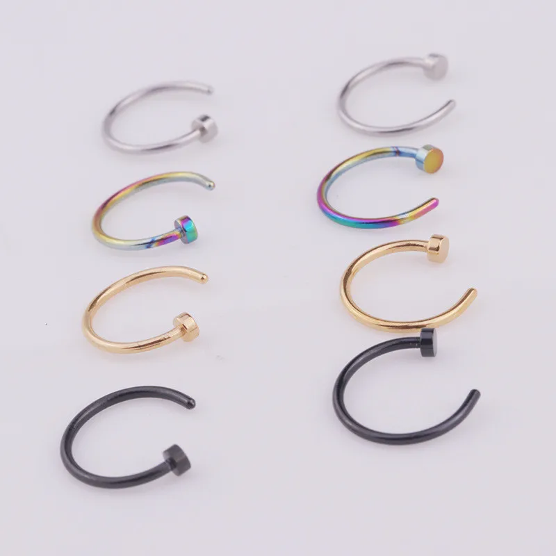 1 pc/lote 6/8/10mm punk aço inoxidável falso nariz anel c clip lábio anel brinco helix rook tragus falso septo corpo piercing jóias