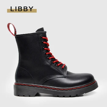 

Genuine Leather Martens Boots 2020 New Women Shoes British Wind Thick With Short Boots Motorcycle Ankle Boots Woman Comfortable