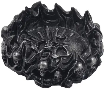 

Decorative Skulls and Crossbones in Flames Ashtray for Spooky Skeleton Halloween Decorations or Medieval Art Skull Ashtray