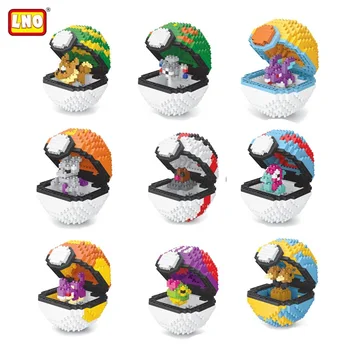 

New LNO 427pcs+ PokeMoned Ball Diamond Building Blocks Caterpi Eevee Bulbasaur Raichu Diglett Mini Brick Figures For Blocks Toys