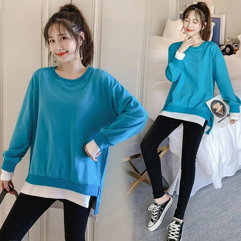 Turquoise Одежда для беременных свободный стильный топ с длинными рукавами для беременных женщин топы для мам 3060~ A~ 37~ 680 - Цвет: Turquoise