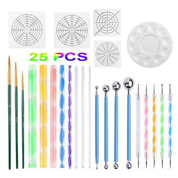

25Pcs Mandala Dotting Tools Rock Painting Kits Dot Nail Art Pen Paint Stencil
