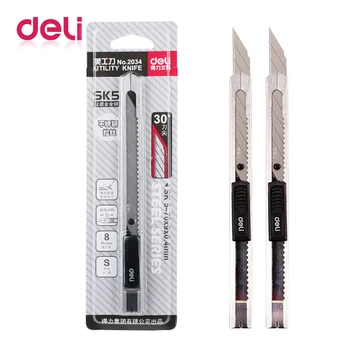 

3PCS Deli Art Knife Cutting Knife Car Film Small Metal Self-locking Small Paper Unpacking 30 Degree Tip 2034