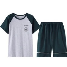 2020 New Casual Style Crew Neck Men Pajama Men Sleepwear Homesuit Homeclothes Fashion Style Short Sleeve Short Pants Patchwork Men's Sleep 2020 New Casual Style Crew Neck Men Pajama Men Sleepwear Homesuit Homeclothes Fashion Style Short Sleeve Short Pants Patchwork Men's Sleep