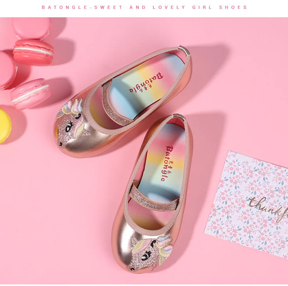 Toddler Girls Unicorn Birthday Shoes Kids Ballet Dancing Shoes