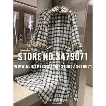 Осень Зима Женское шерстяное клетчатое пальто новая мода длинное пальто Элегантное зимнее шерстяное твидовое пальто шелковая подкладка