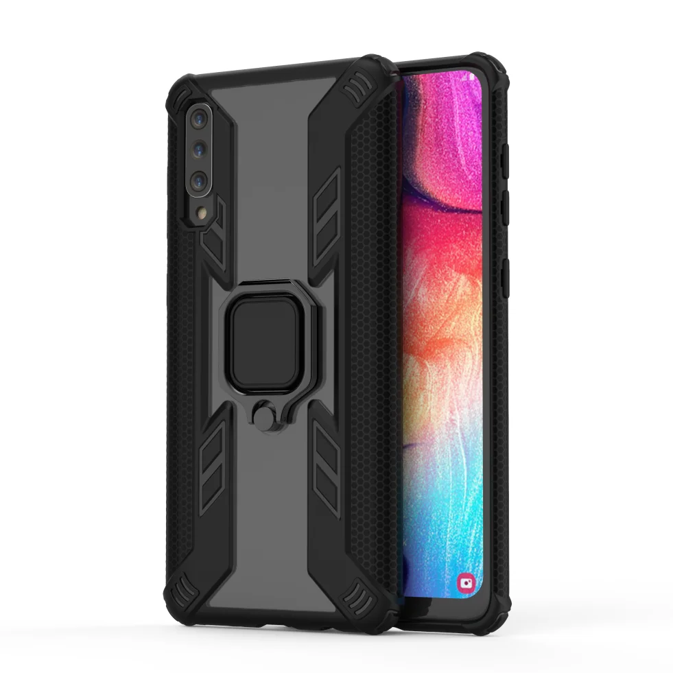 black Для samsung Galaxy A750 A7 A9() A9s M10 M20 M30 A10 A20 A30 A50 роскошный бронированный противоударный чехол-подставка Прозрачный чехол для телефона - Цвет: black