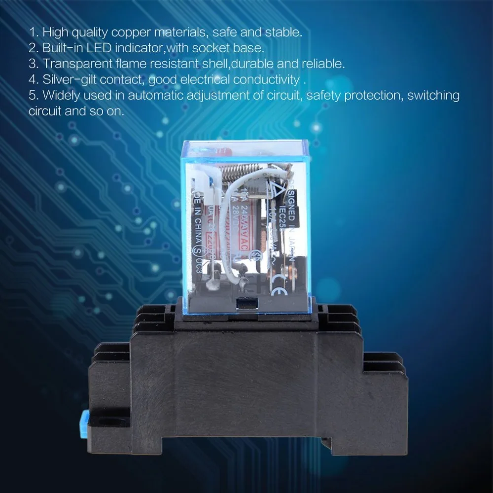 

Hot New DC 12V 10PCS Coil Power Relay LY2NJ DPDT 8 Pin PTF08A JQX-13F Socket Base Electronic Micro Mini Electromagnetic Module S