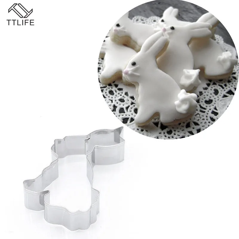 

TTLIFE 1pcs Rabbit Stainless Steel Biscuit Mould Fondant Chocolate Cake Embossing Stencil Mold Biscuit Cute Mold Baking Tool